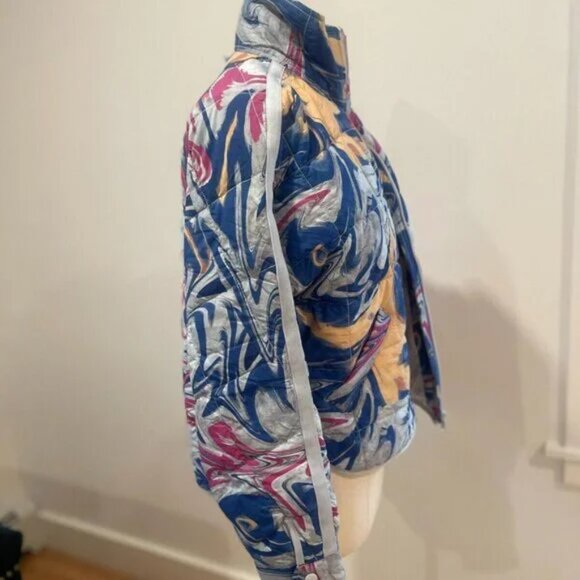 Free People Pippa Printed Packable Puffer Jacket Blue Multi NWT Size X Small - Picture 5 of 11